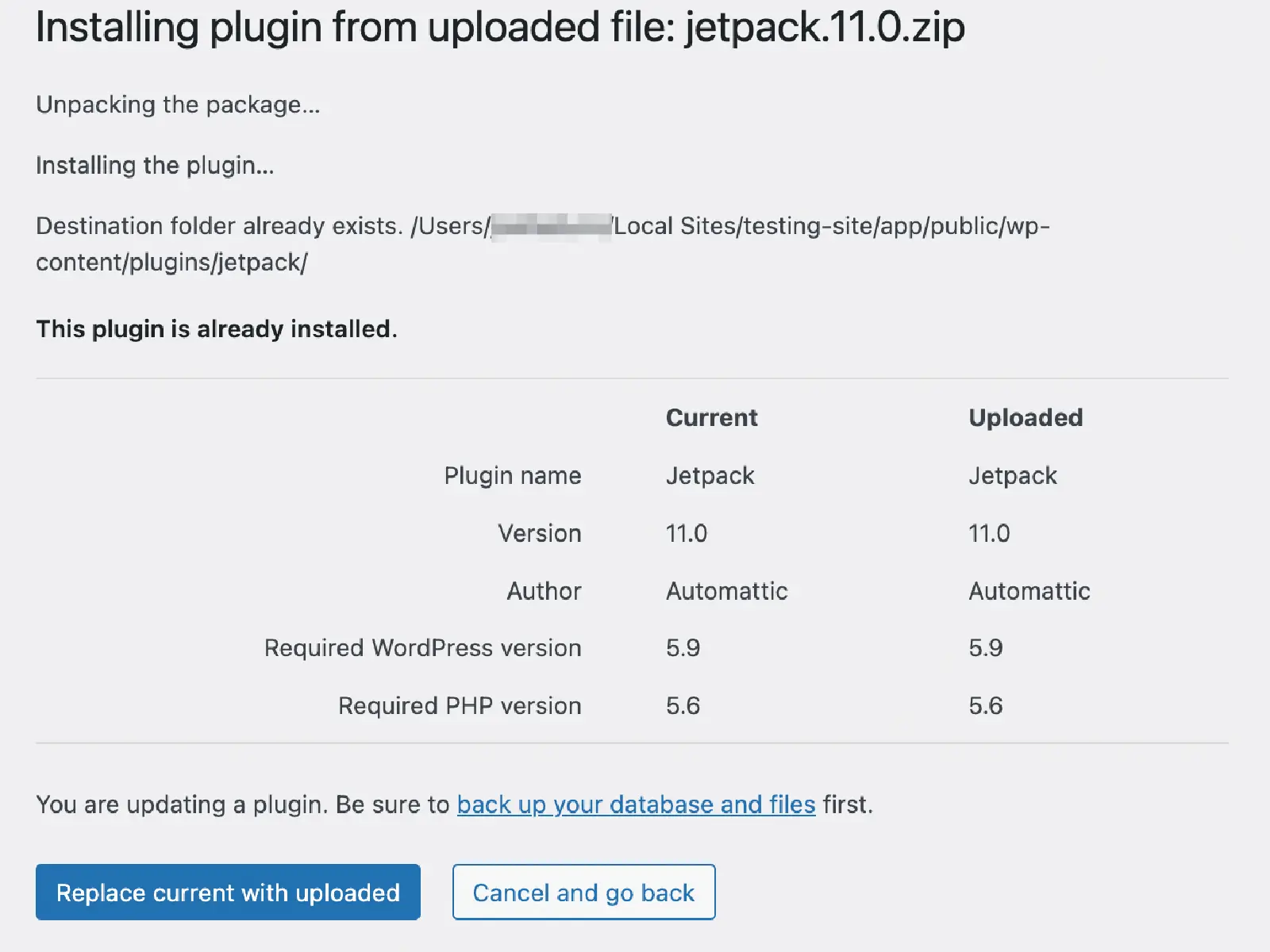 Installation Failed: Destination Folder Already Exists