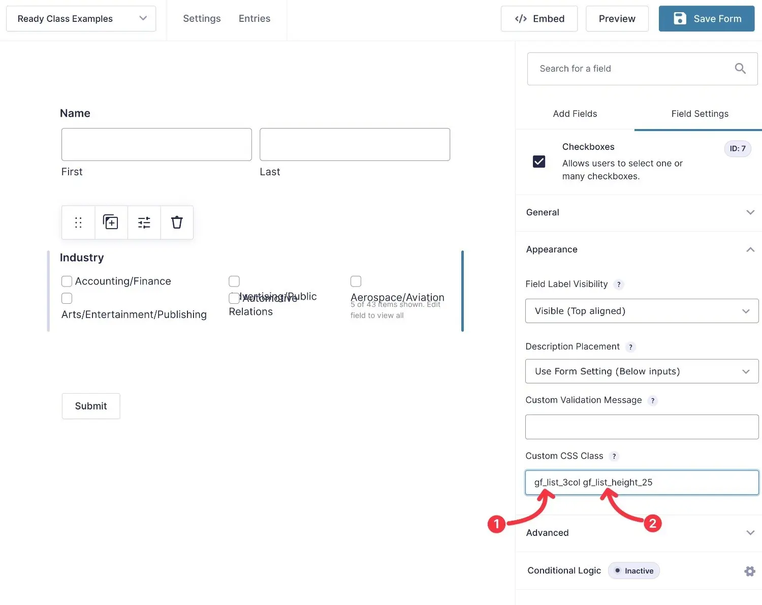 کلاسهای آماده در Gravity Forms (گراویتی فرم) Gravity Forms